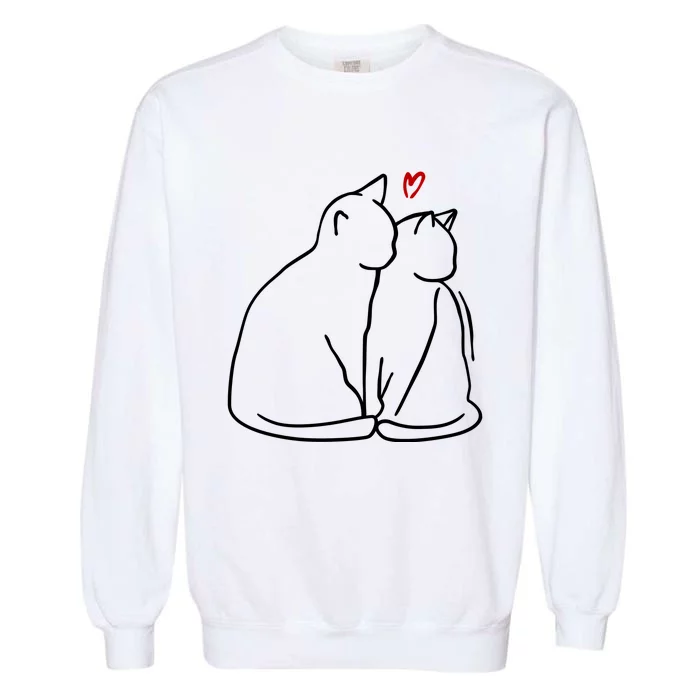 Cat Lover Cute Valentine Garment-Dyed Sweatshirt