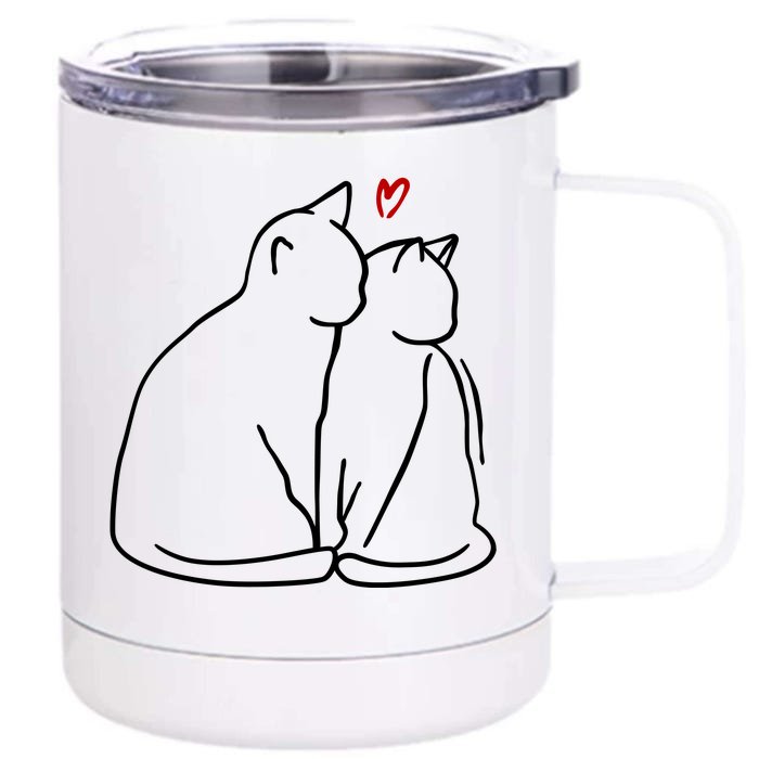 Cat Lover Cute Valentine Front & Back 12oz Stainless Steel Tumbler Cup