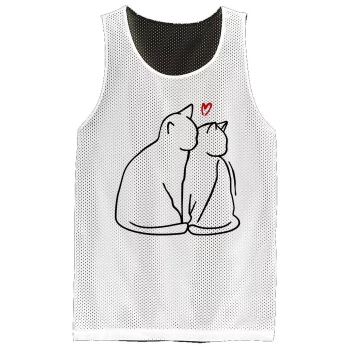 Cat Lover Cute Valentine Mesh Reversible Basketball Jersey Tank