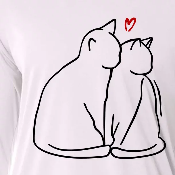 Cat Lover Cute Valentine Cooling Performance Long Sleeve Crew