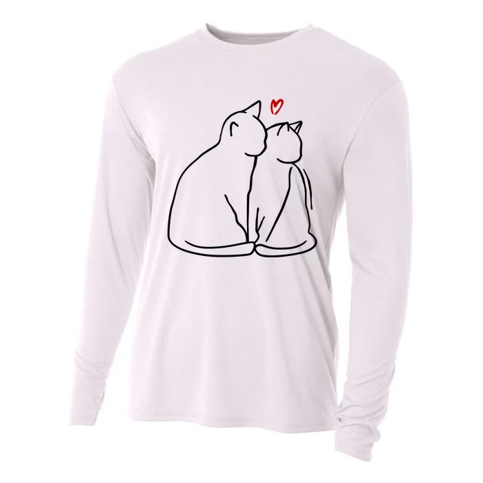 Cat Lover Cute Valentine Cooling Performance Long Sleeve Crew