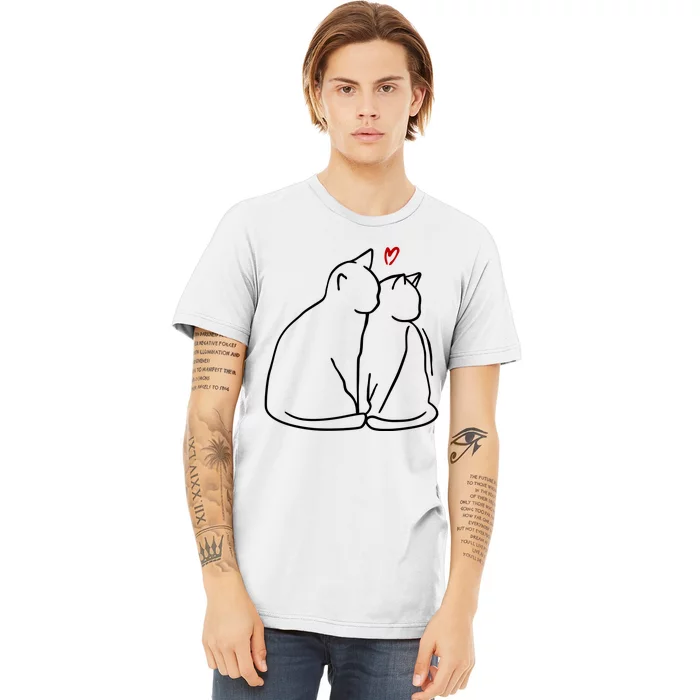 Cat Lover Cute Valentine Premium T-Shirt