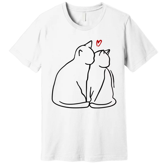 Cat Lover Cute Valentine Premium T-Shirt