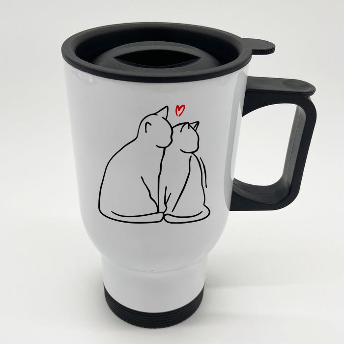 Cat Lover Cute Valentine Front & Back Stainless Steel Travel Mug