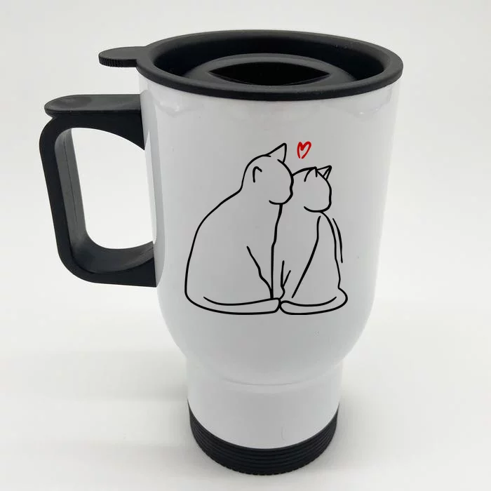 Cat Lover Cute Valentine Front & Back Stainless Steel Travel Mug