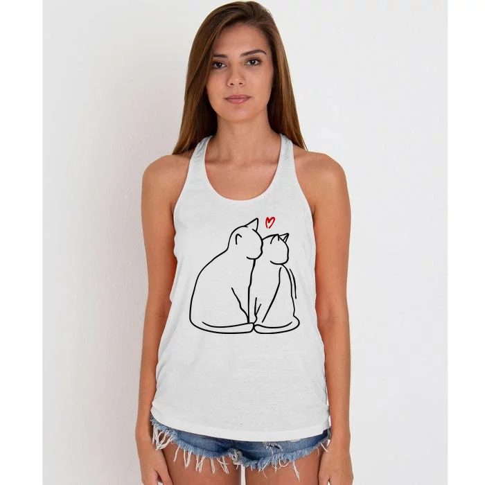 Cat Lover Cute Valentine Women's Knotted Racerback Tank