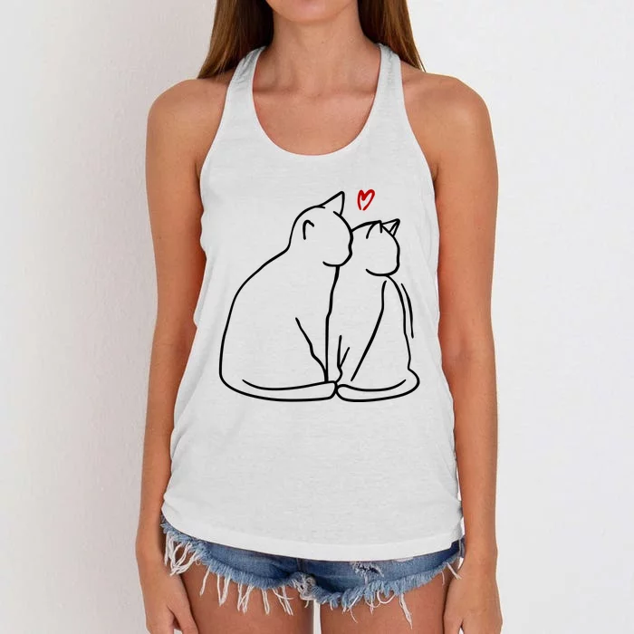 Cat Lover Cute Valentine Women's Knotted Racerback Tank