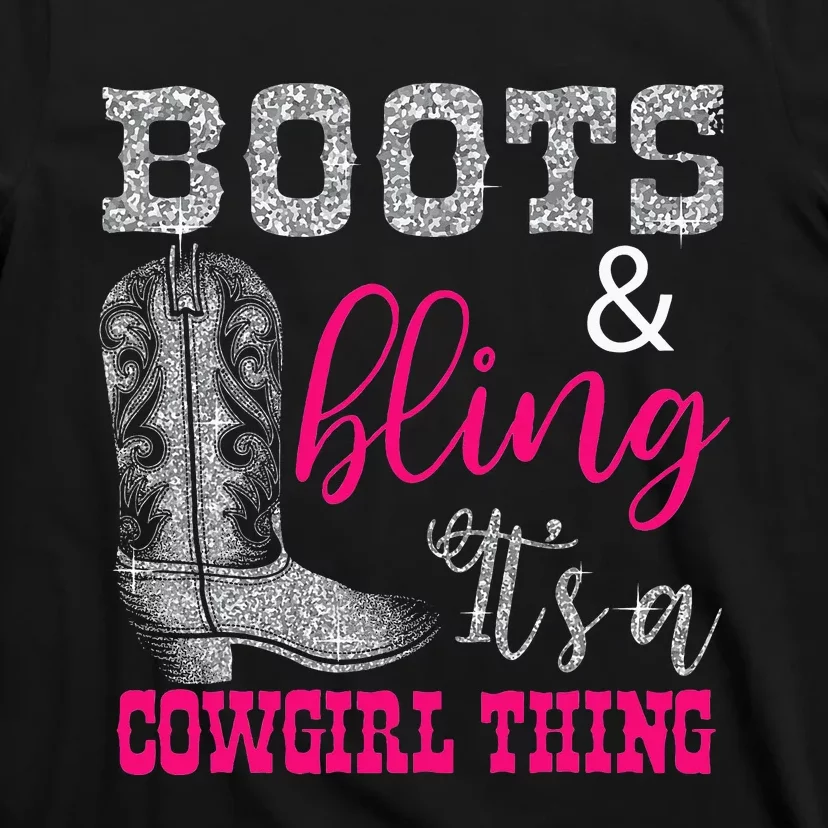 Cute Love Country Life Cow Boots Bling Gift T-Shirt