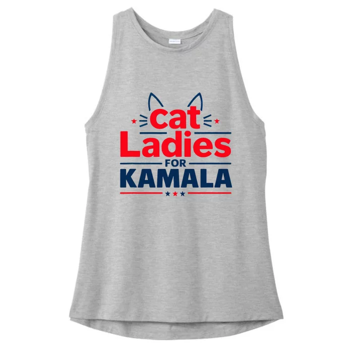 Cat Ladies Cat Lettering Positive Ladies Tri-Blend Wicking Tank