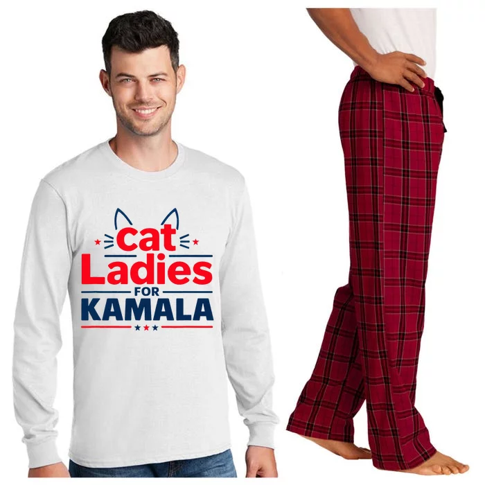 Cat Ladies Cat Lettering Positive Long Sleeve Pajama Set