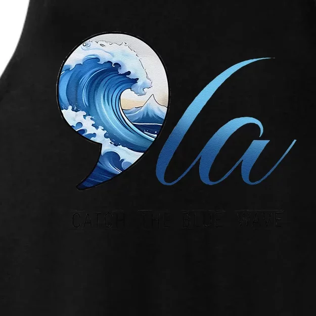 Comma La Catch The Blue Wave Vote Kamala President 24 Harris Gift Ladies Tri-Blend Wicking Tank