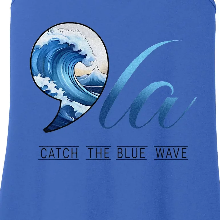 Comma La Catch The Blue Wave Vote Kamala President 24 Harris Gift Ladies Essential Tank