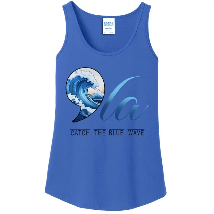 Comma La Catch The Blue Wave Vote Kamala President 24 Harris Gift Ladies Essential Tank