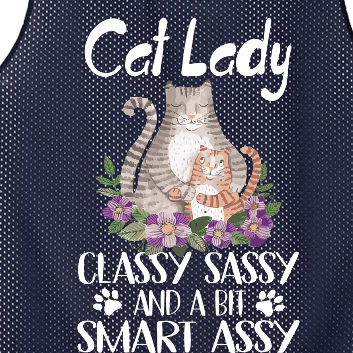 Cat Lady Classy Sassy And A Bit Smart Assy Cute Mesh Reversible Basketball Jersey Tank