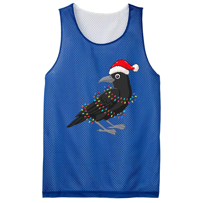 Christmas Lights Crow Wearing Xmas Hat Funny Crow Lover Mesh Reversible Basketball Jersey Tank