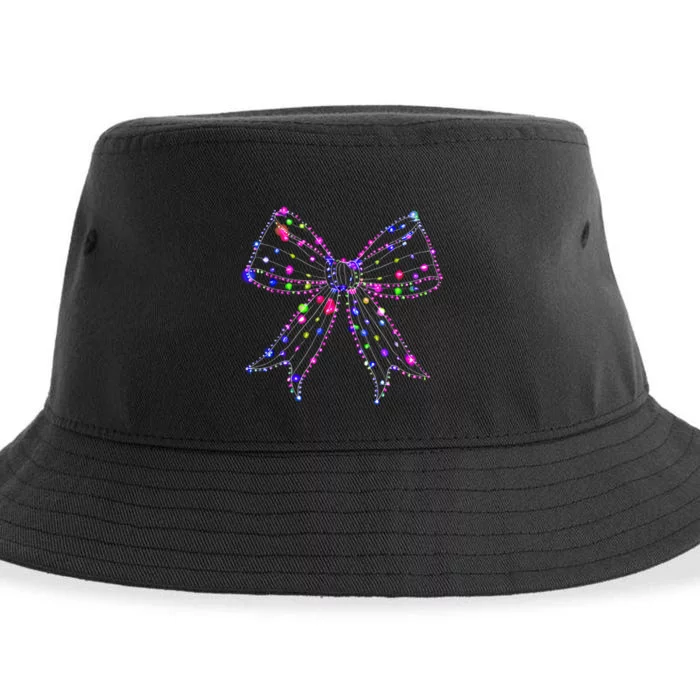 Christmas Light Coquette Bow Christmas Season Sustainable Bucket Hat