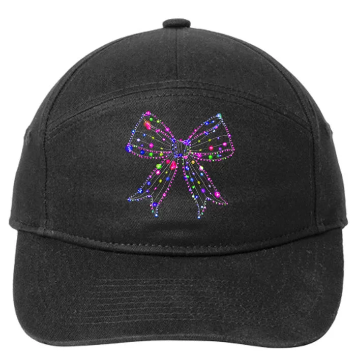 Christmas Light Coquette Bow Christmas Season 7-Panel Snapback Hat