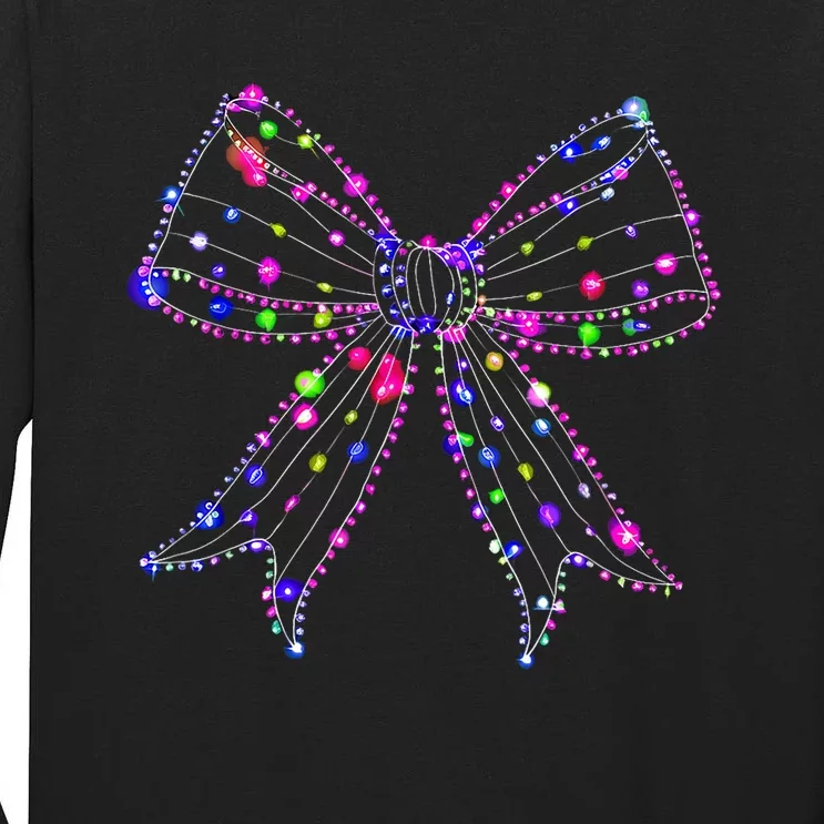 Christmas Light Coquette Bow Christmas Season Tall Long Sleeve T-Shirt