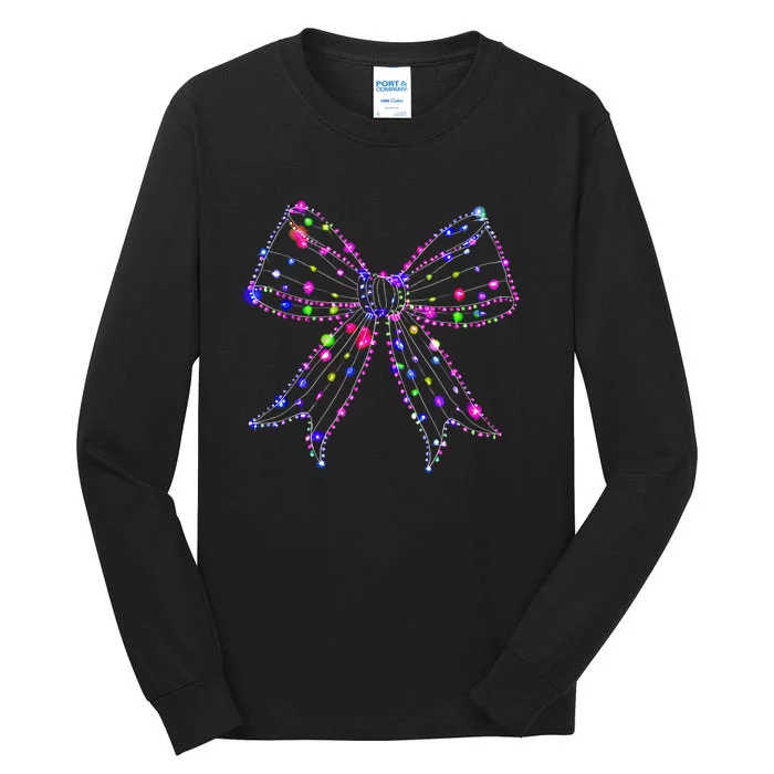 Christmas Light Coquette Bow Christmas Season Tall Long Sleeve T-Shirt