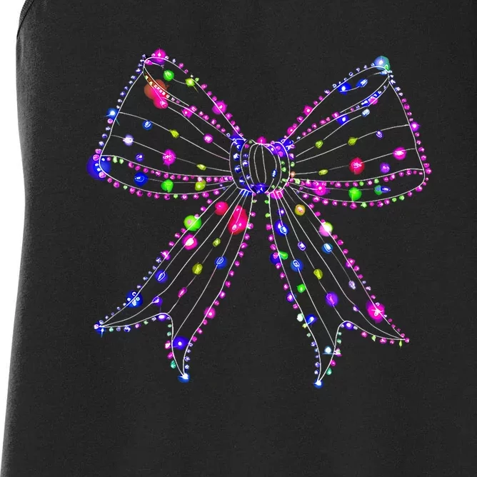 Christmas Light Coquette Bow Christmas Season Women's Racerback Tank