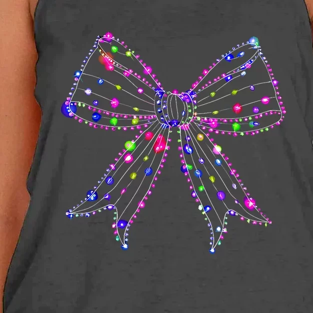 Christmas Light Coquette Bow Christmas Season Women's Knotted Racerback Tank