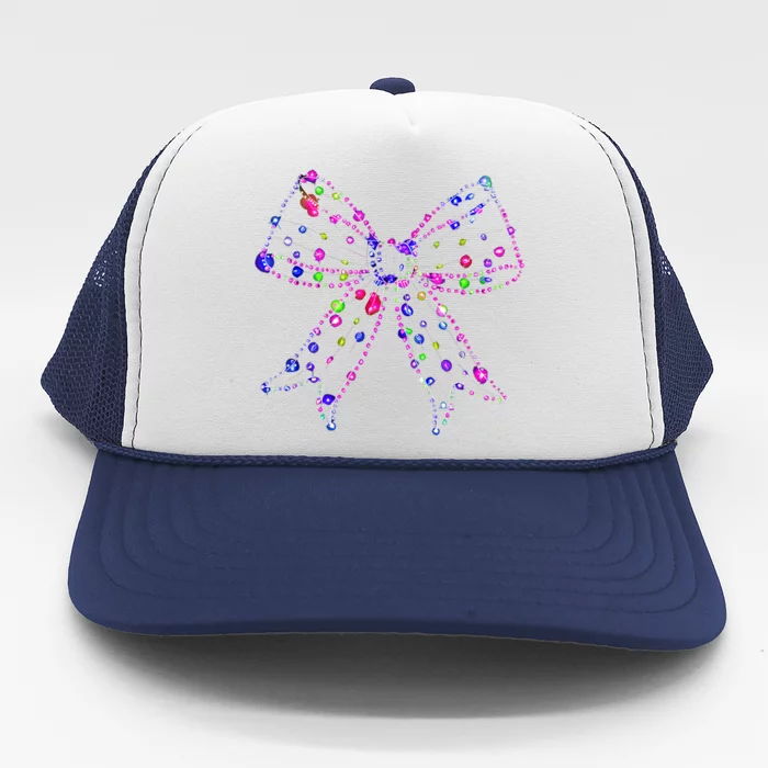 Christmas Light Coquette Bow Christmas Season Trucker Hat