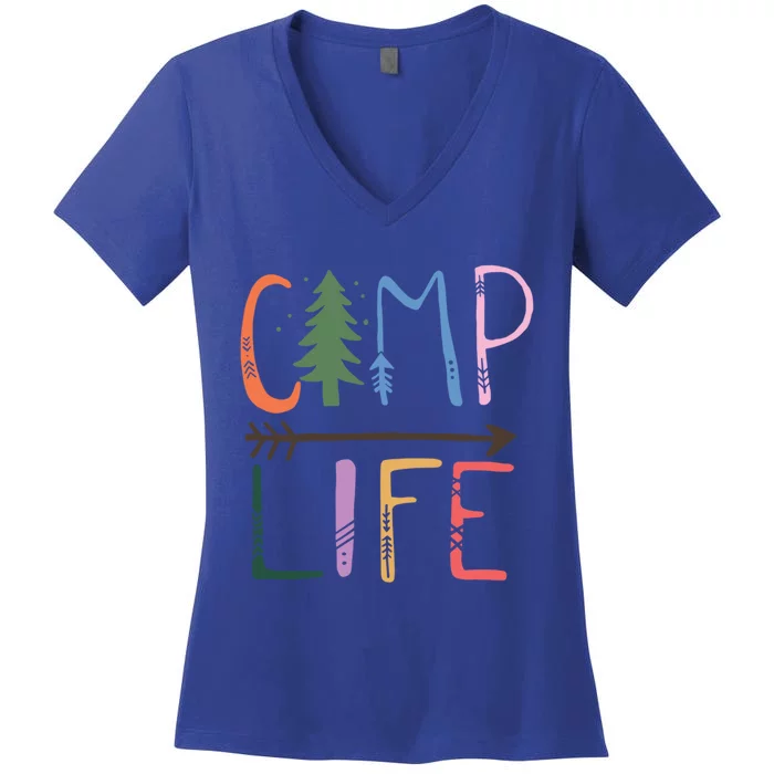 Camping Life Colorful Happy Campers Great Gift Women's V-Neck T-Shirt