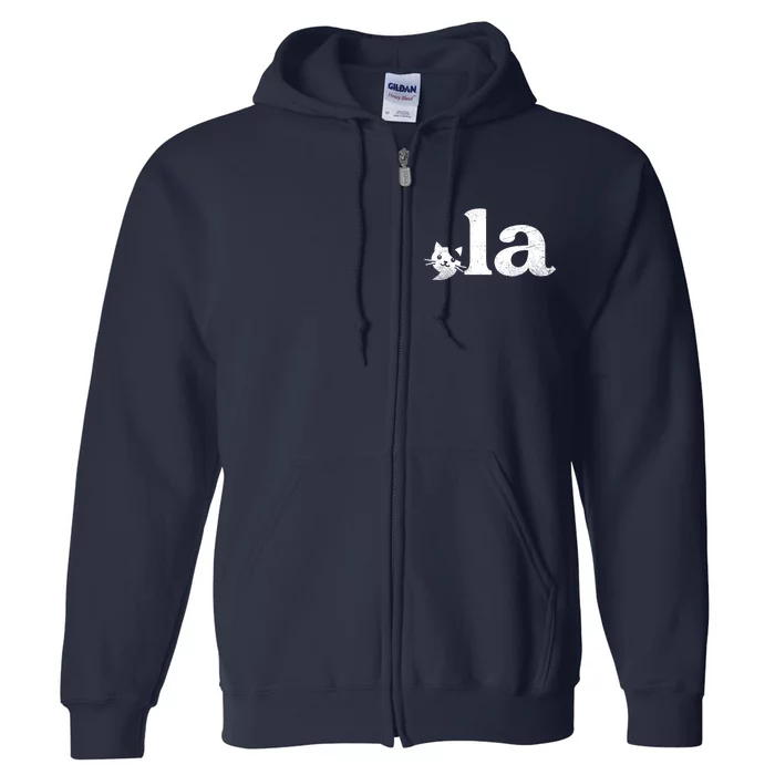 Comma La Cat Retro Vote Kamala Harris 2024 Full Zip Hoodie