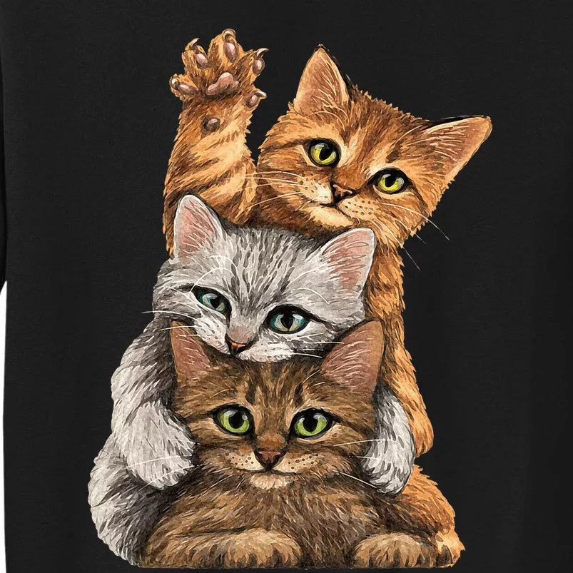 cute little Cats playing build Wall for lovers kitty kittens Sweatshirt