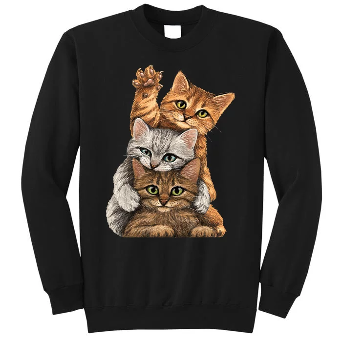 cute little Cats playing build Wall for lovers kitty kittens Sweatshirt