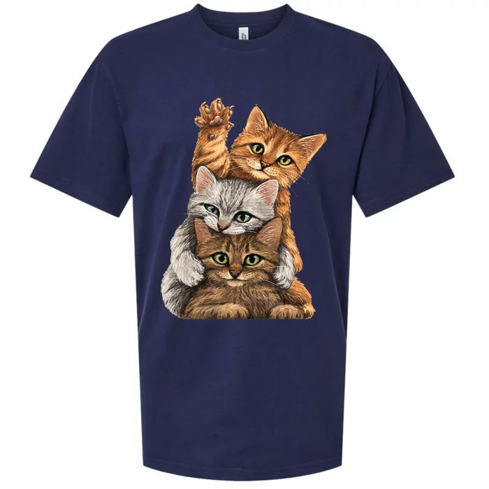 cute little Cats playing build Wall for lovers kitty kittens Sueded Cloud Jersey T-Shirt