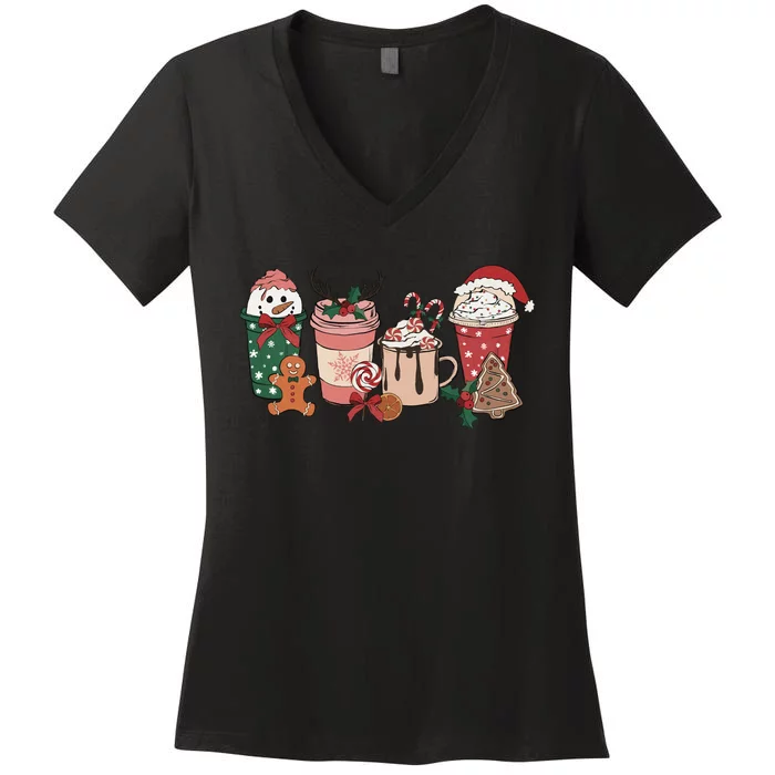 Christmas Latte Cute Comfort Women's V-Neck T-Shirt