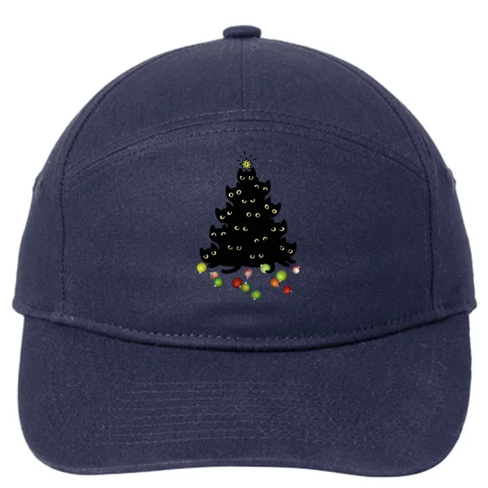 Cat Lovers Cute And Funny Holiday Tree Christmas Meaningful Gift 7-Panel Snapback Hat