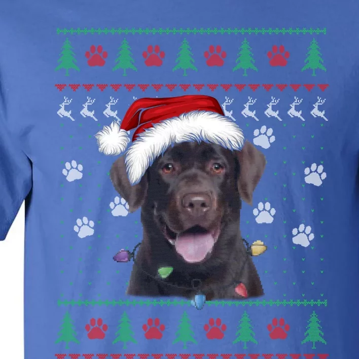 Chocolate Labrador Christmas Ugly Sweater Lab Dog Lover Gift Tall T-Shirt