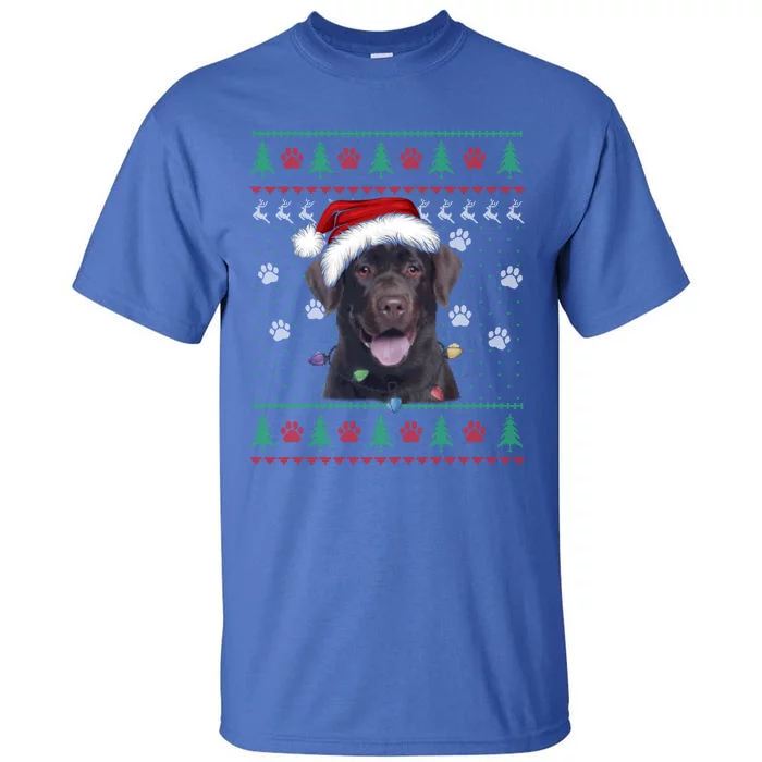 Chocolate Labrador Christmas Ugly Sweater Lab Dog Lover Gift Tall T-Shirt