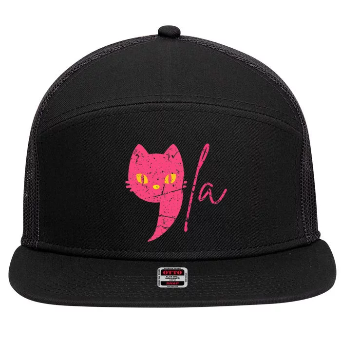 Comma La Cat Ladies For Kamala Harris 7 Panel Mesh Trucker Snapback Hat