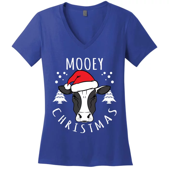 Cow Lover Cow Head Design Mooey Christmas Great Gift Women's V-Neck T-Shirt