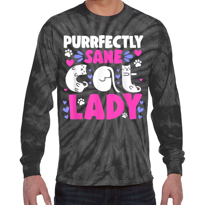 Cat Lady, Cat Lover, Womens Cat Tee, Cat Tie-Dye Long Sleeve Shirt