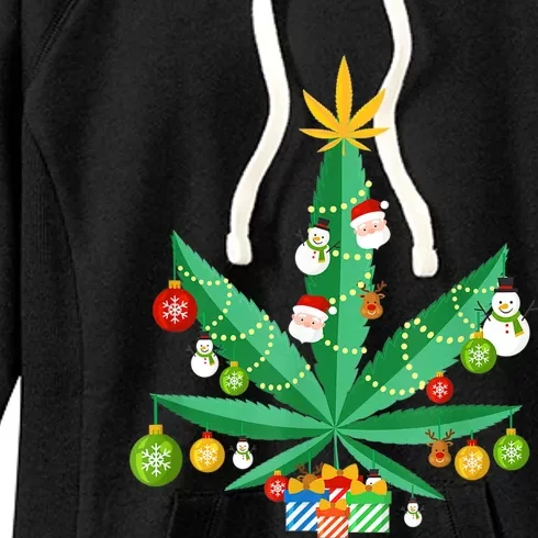 Cannabis Leaf Christmas Tree Women's Fleece Hoodie