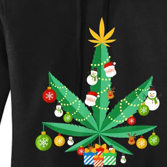 Cannabis Leaf Christmas Tree Women's Pullover Hoodie