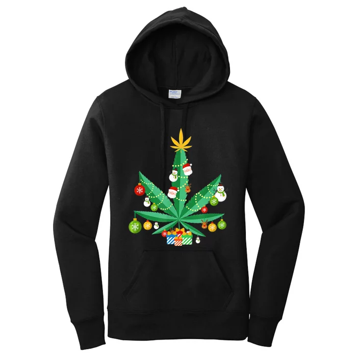 Cannabis Leaf Christmas Tree Women's Pullover Hoodie