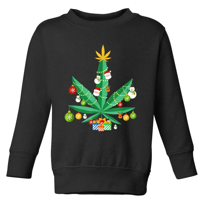 Cannabis Leaf Christmas Tree Toddler Sweatshirt