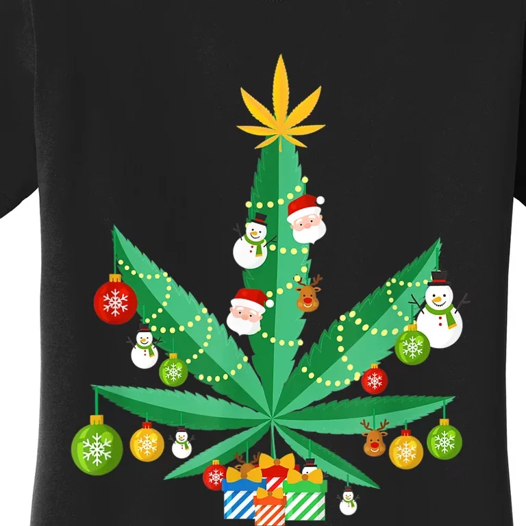 Cannabis Leaf Christmas Tree Women's T-Shirt