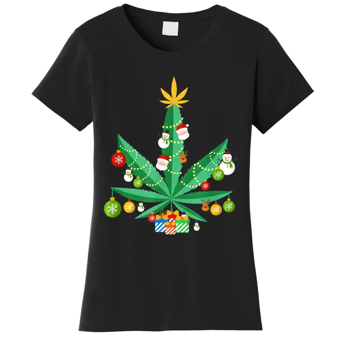 Cannabis Leaf Christmas Tree Women's T-Shirt