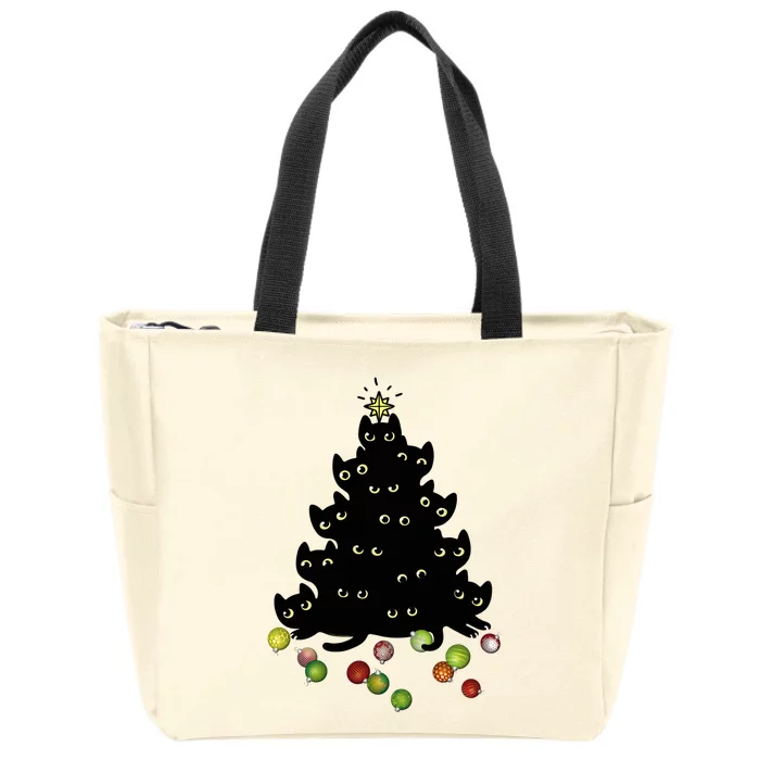 Cat Lovers Cute And Funny Holiday Tree Christmas Gift Zip Tote Bag