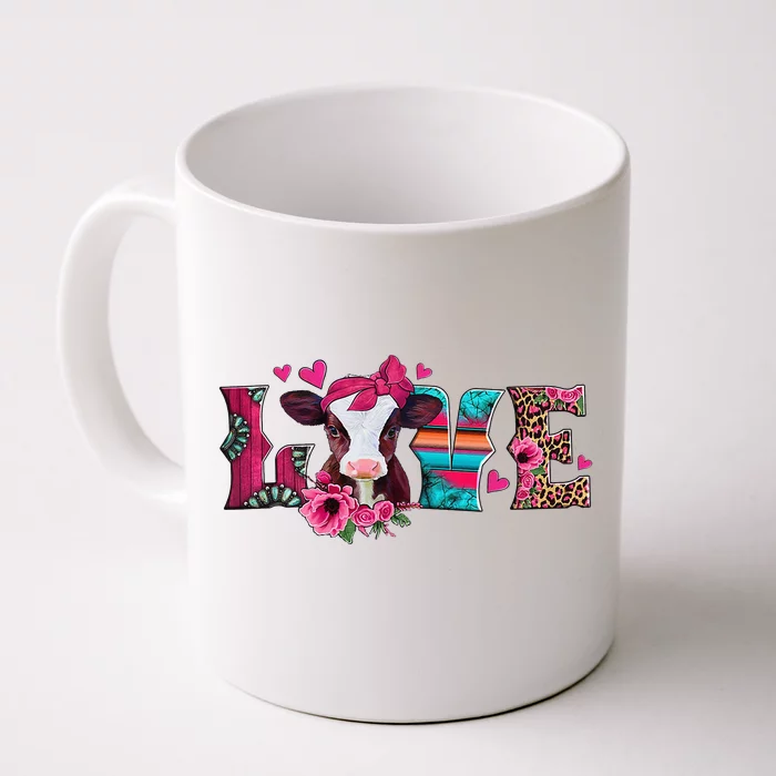 Cute Love Calf Love Cow Western Valentines Day Calf Mom Front & Back Coffee Mug