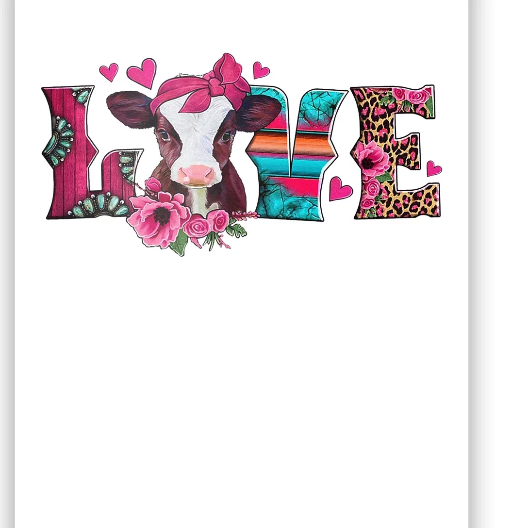 Cute Love Calf Love Cow Western Valentines Day Calf Mom Poster