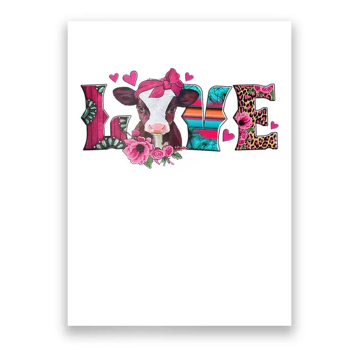 Cute Love Calf Love Cow Western Valentines Day Calf Mom Poster