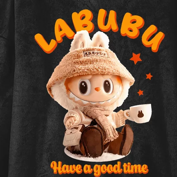 Cute Labubu Classic Pose Funny Labubu Hooded Wearable Blanket