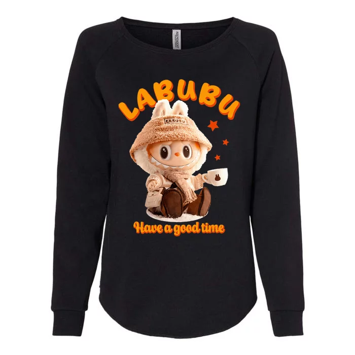 Cute Labubu Classic Pose Funny Labubu Womens California Wash Sweatshirt